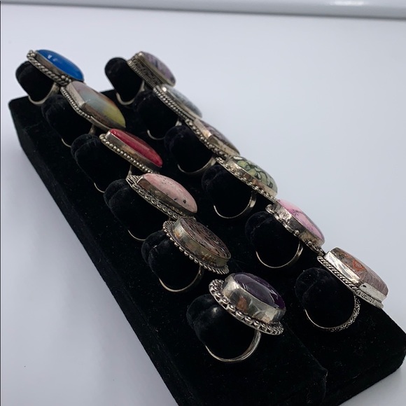 Sterling silver natural stones rings - Picture 7 of 7